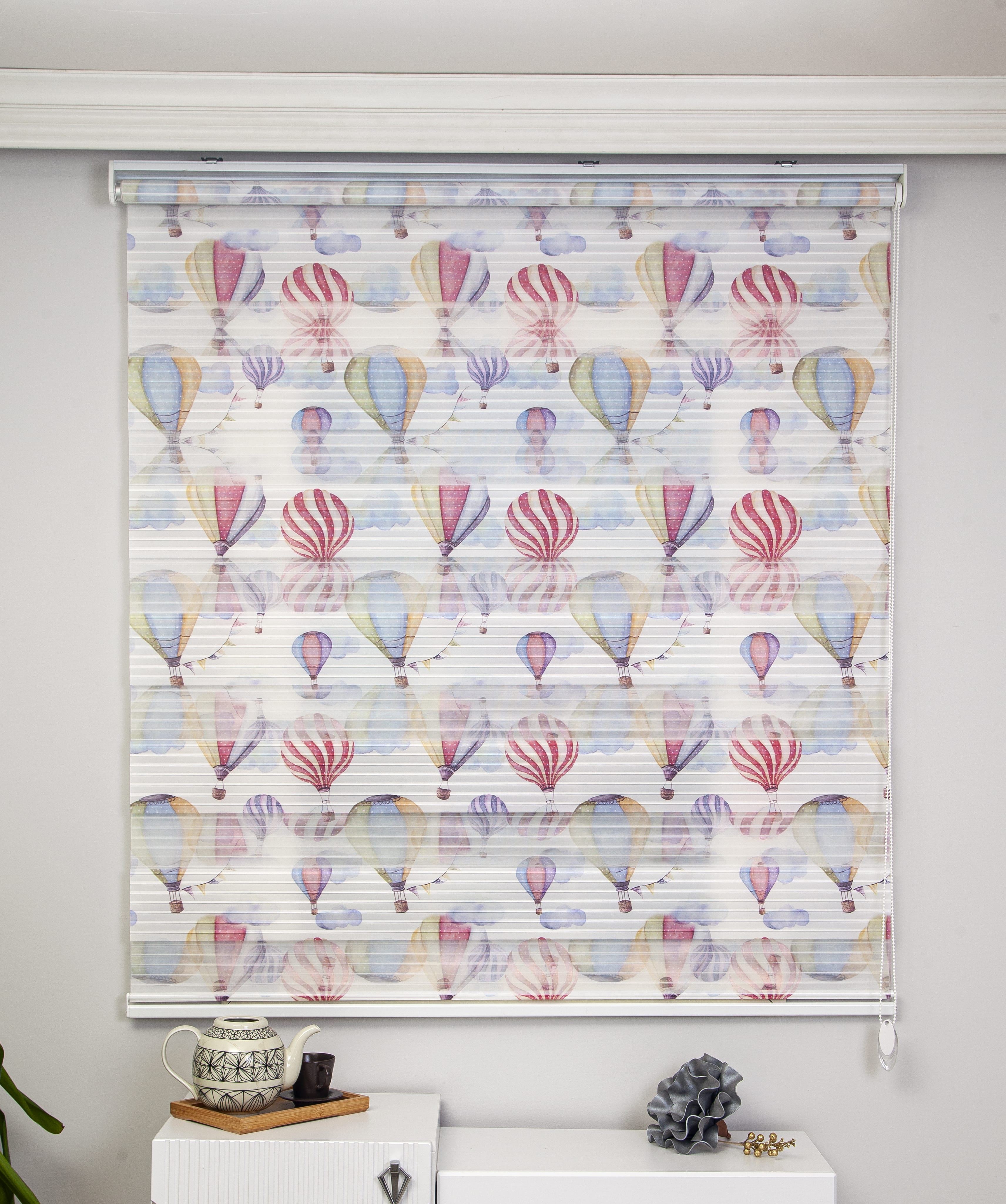 ELA 818 UÇAN BALON BASKILI ZEBRA PERDE