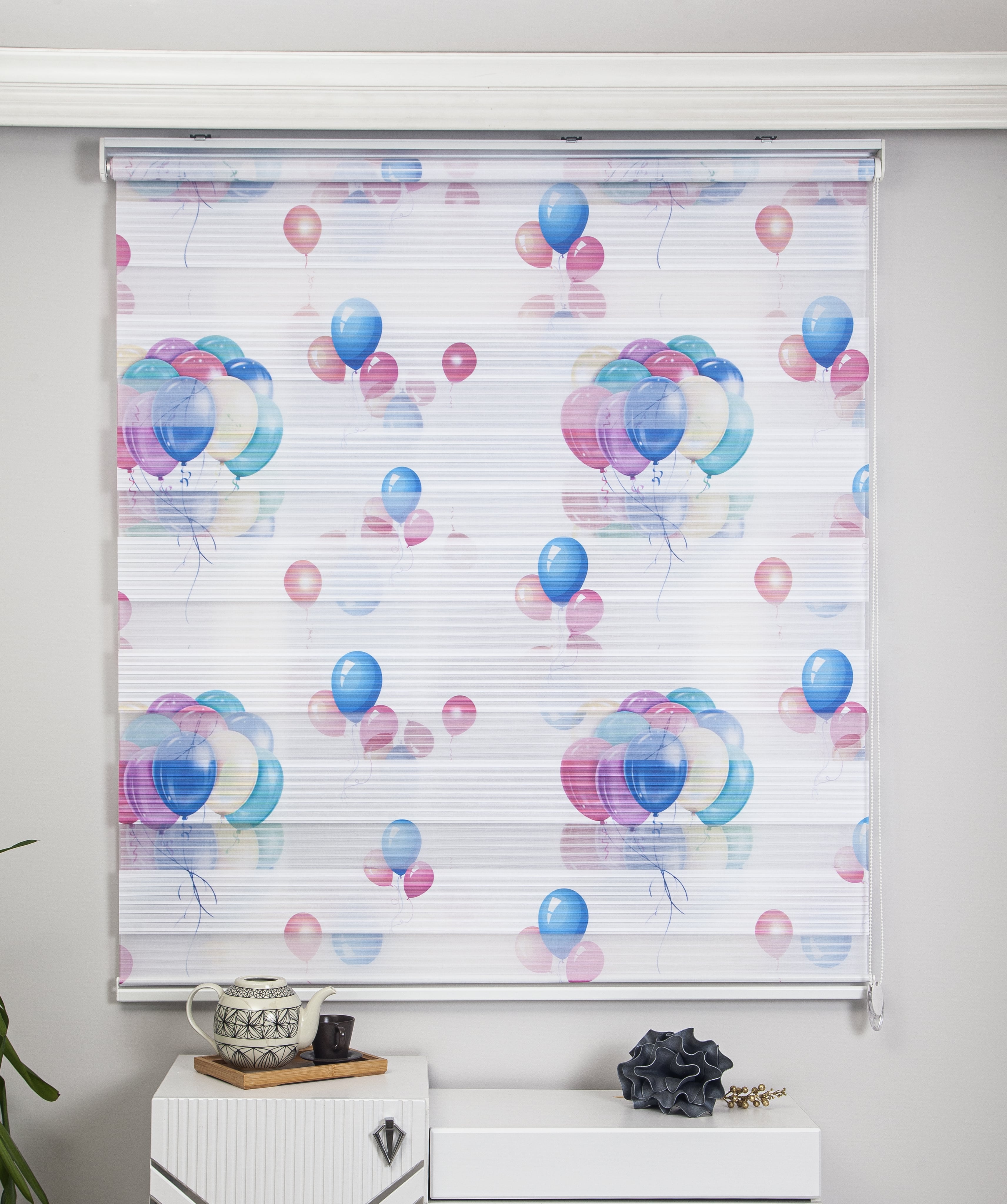 ELA 819 BALON BASKILI ZEBRA PERDE