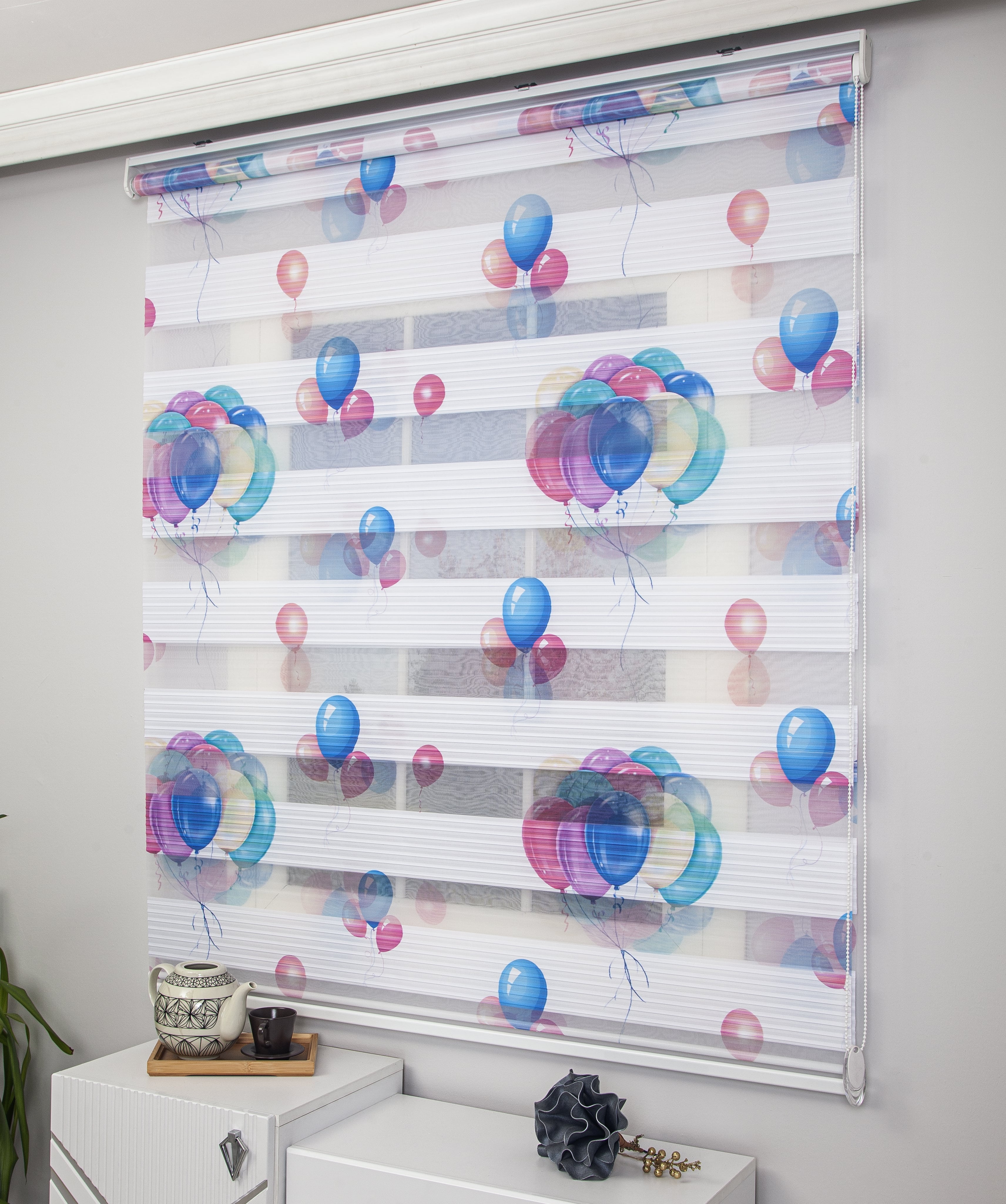 ELA 819 BALON BASKILI ZEBRA PERDE